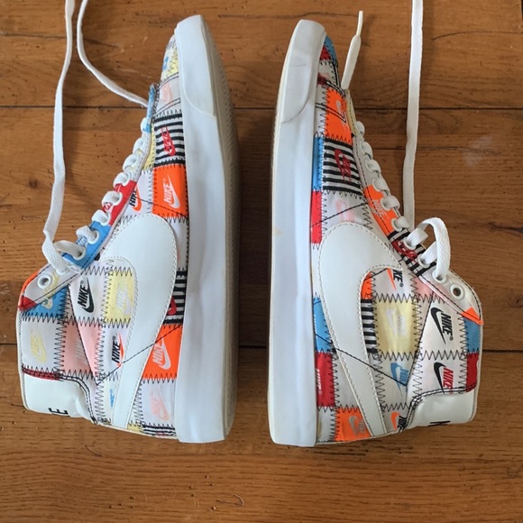 RARE Nike Blazer Mid 77' Patchwork Sneakers Men's White Orange Shoes Size 8.5 - Picture 4 of 14